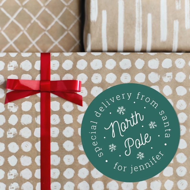 Special Delivery From Santa North Pole Christmas Classic Round Sticker (Creator Uploaded)