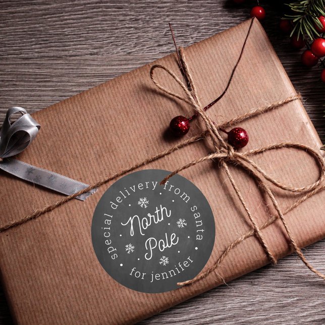 Special Delivery From Santa North Pole Christmas Classic Round Sticker (Creator Uploaded)