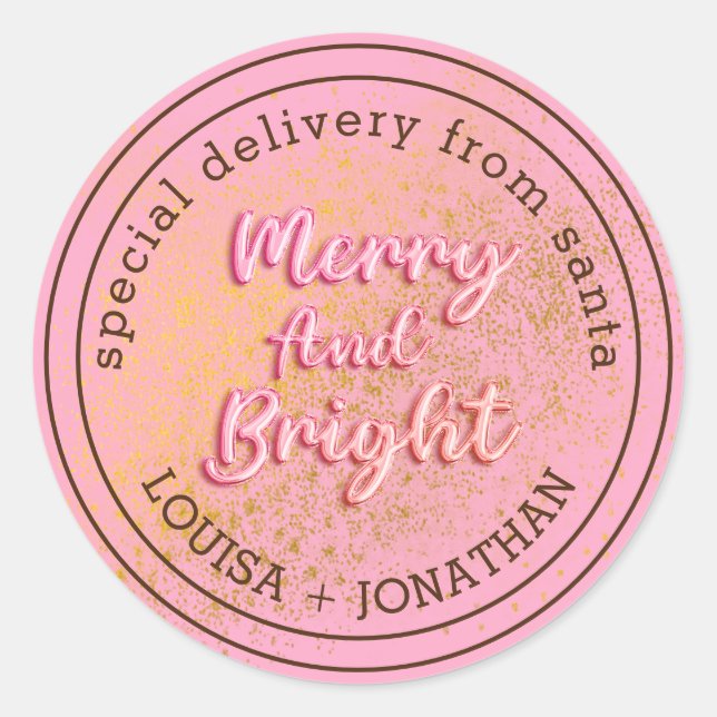 Special Delivery From Santa Pink Christmas Classic Round Sticker (Front)