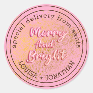 Special Delivery From Santa Pink Christmas Classic Round Sticker