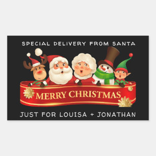 Special Delivery From Santa Red Christmas CUTE Rectangular Sticker