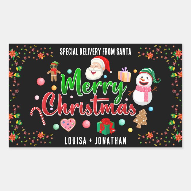 Special Delivery From Santa Red Christmas Rectangular Sticker (Front)