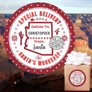 Special Delivery from Santa to Child in Arizona Classic Round Sticker