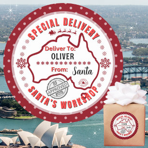 Special Delivery from Santa to Child in Australia Classic Round Sticker
