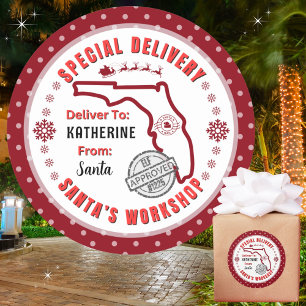 Special Delivery from Santa to Child in Florida Classic Round Sticker