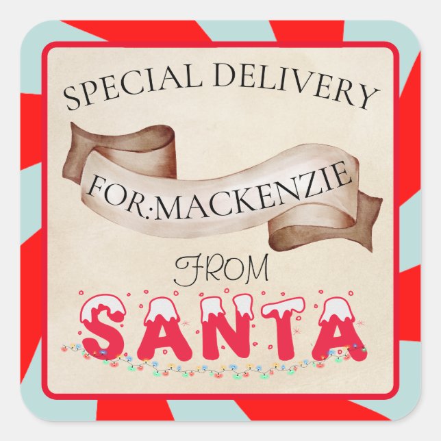 Special Delivery From Santa Vintage Christmas Square Sticker (Front)