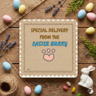 Special Delivery From The Easter Bunny Kraft Gift Square Sticker