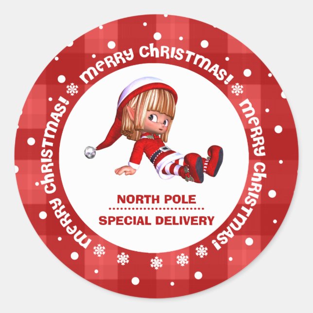 Special Delivery from the North Pole Christmas  Classic Round Sticker (Front)