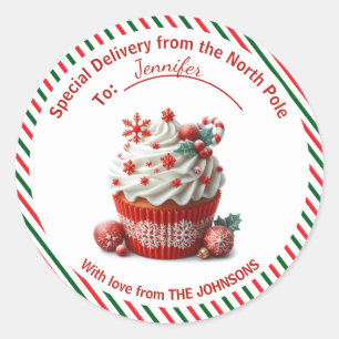 Special Delivery from the North Pole Cupcake Classic Round Sticker