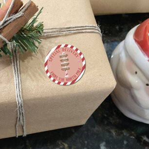 Special delivery from the North Pole red and white Classic Round Sticker