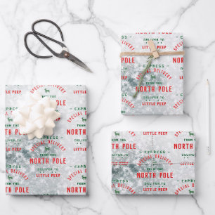 Special Delivery From The North Pole Snowy Icy Wrapping Paper Sheet