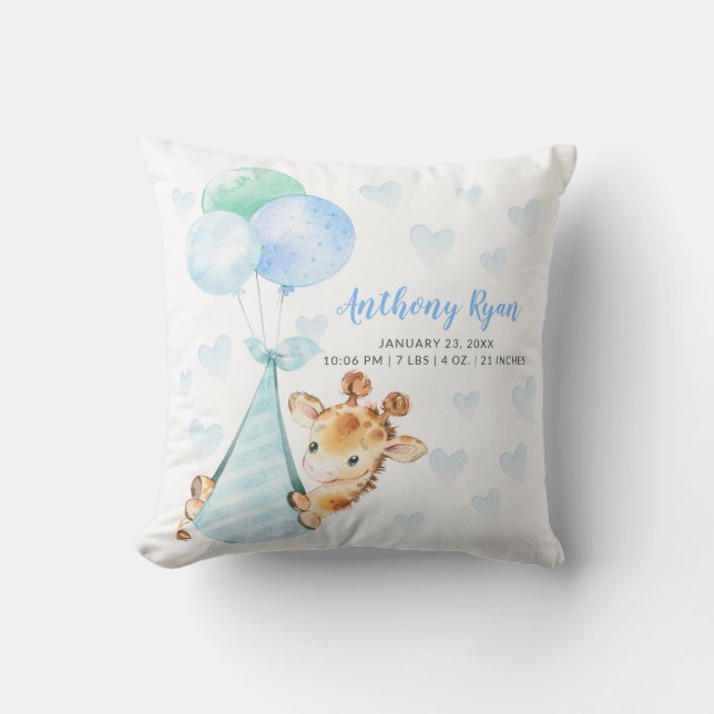 Special Delivery Giraffe Baby Shower Cushion (Front)
