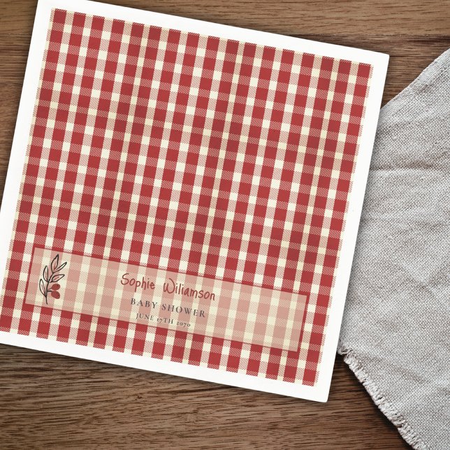Special Delivery Italian Red Plaid Baby Shower  Napkin (Creator Uploaded)