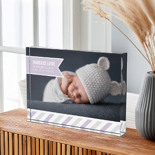 Special Delivery Lavender   Baby Birth Stats & Photo Block