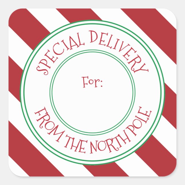 Special Delivery North Pole Christmas Gift Tag (Front)