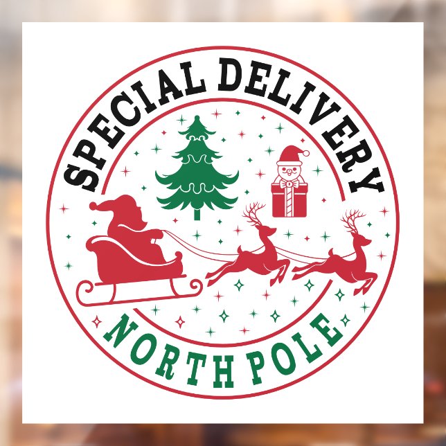 Special delivery  North Pole Christmas Window Cling (Sheet 2)