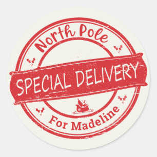 Special Delivery North Pole  Classic Round Sticker