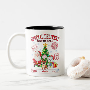 Special Delivery North Pole Santa Claus Two-Tone Coffee Mug