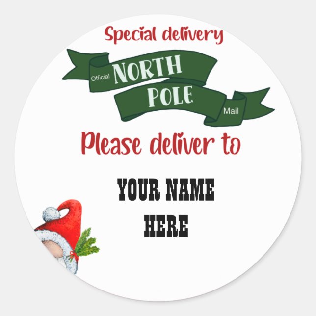 Special delivery NORTH POLE sticker (Front)