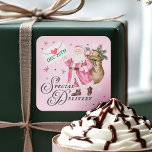 Special Delivery Pink Retro Santa Claus Christmas Square Sticker<br><div class="desc">Celebrate the magic of the season with our charming personalised retro pink Santa Claus Special delivery sticker. This delightful sticker brings festive cheer with its whimsical watercolor design, showcasing a retro-style pink vintage Santa Claus carrying a sack brimming with presents. Perfect for adding a personalised touch to your holiday cards,...</div>