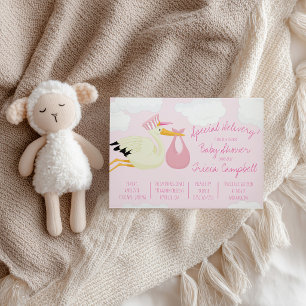 Special Delivery! Pink Stork Baby Shower Invitation