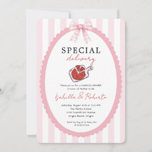 Special Delivery Pizza All in One  Baby Shower  Invitation