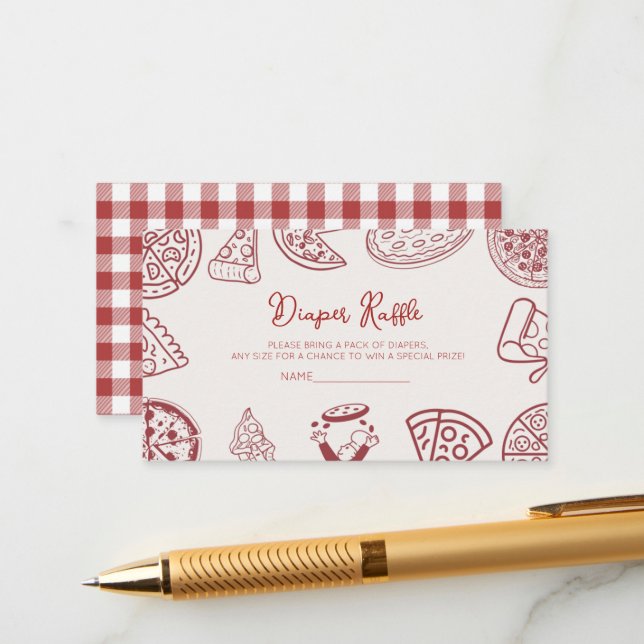 Special delivery, pizza baby shower diaper raffle enclosure card (Front/Back In Situ)