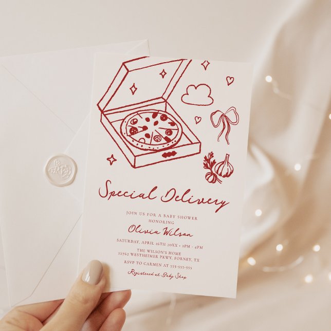Special Delivery Pizza Baby Shower Invitation (Creator Uploaded)