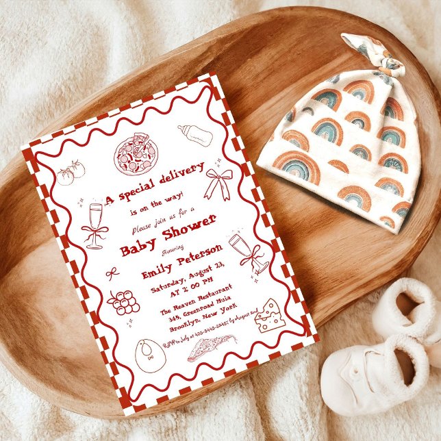 Special Delivery Pizza Baby Shower Party Invitation (Creator Uploaded)