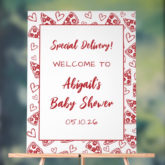 Special Delivery Pizza Baby Shower Welcome Sign (Neutral)