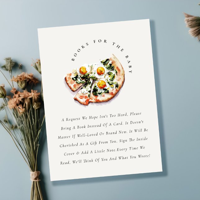 Special Delivery Pizza Books For Baby Shower Enclosure Card (Creator Uploaded)