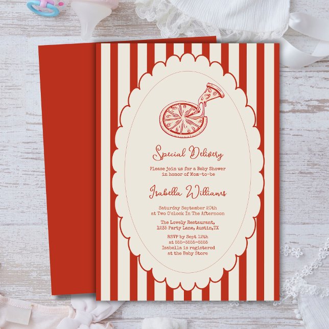 Special Delivery Pizza Party Baby Shower Invitation (Creator Uploaded)