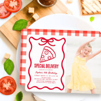 Special Delivery Red Bow Pizza Photo Birthday