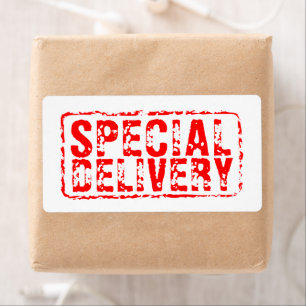 Special Delivery red rubber postal stamp shipping