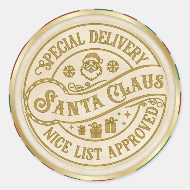 Special Delivery - Santa Claus - Nice List Classic Round Sticker (Front)
