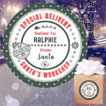 Special Delivery Santa to Child Green Gift Label<br><div class="desc">*** Recommend the 3" stickers for this adorable and cute To and From special delivery from Santa gift sticker tag. It's also easier to write on the Matte finish.*** Your kid's Christmas gifts will look epic with these fun, colourful, & personalised sticker labels. The design features a Special Delivery theme...</div>