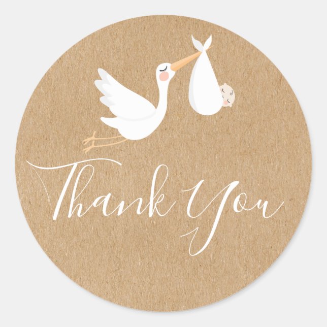 Special Delivery Stork and Newborn Baby Classic Round Sticker (Front)