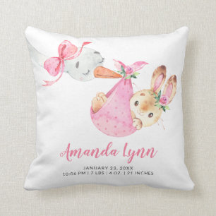 Special Delivery Stork Bunny Baby Shower Cushion