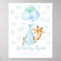 Special Delivery Stork Giraffe Baby Stats