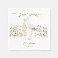 Special delivery stork spring baby shower printed
