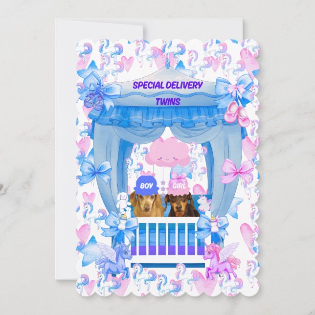 Special Delivery Twins Flat Greeting Card (Front)