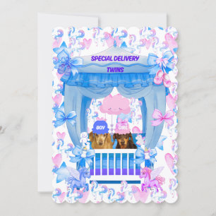 Special Delivery Twins Flat Greeting Card