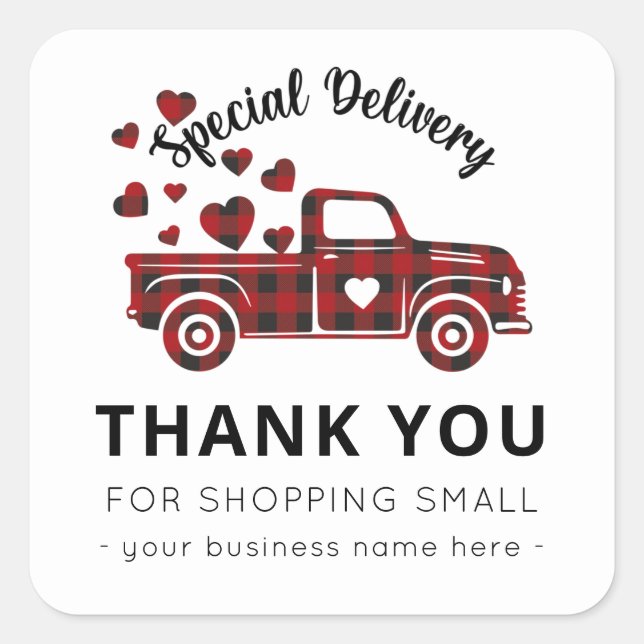 Special Delivery Valentines Day Small Business Square Sticker (Front)