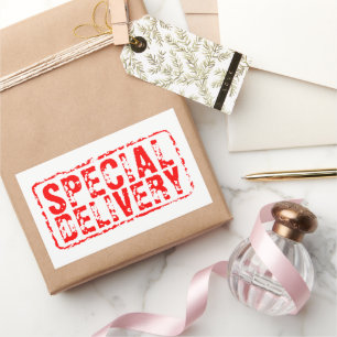 Special Delivery vintage red rubber stamp stickers