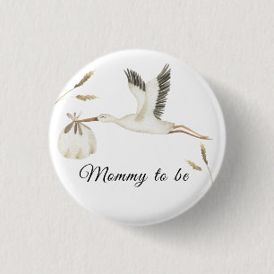 Special Delivery Watercolor Stork Mommy to be 3 Cm Round Badge