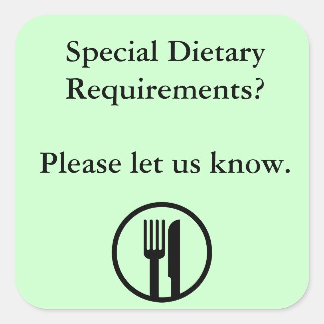 Special Dietary Requirements Square Sticker (Front)