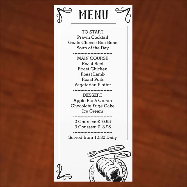 Special Dinner Menu Description. (Creator Uploaded)