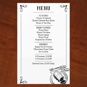 Special Dinner Menu with Image