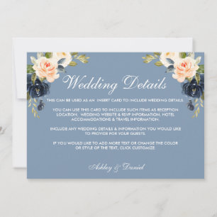 Special - Dusty Blue Peach Wedding Details Card