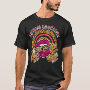 Special Education Floral Cute Lips Leopard Pencil  T-Shirt